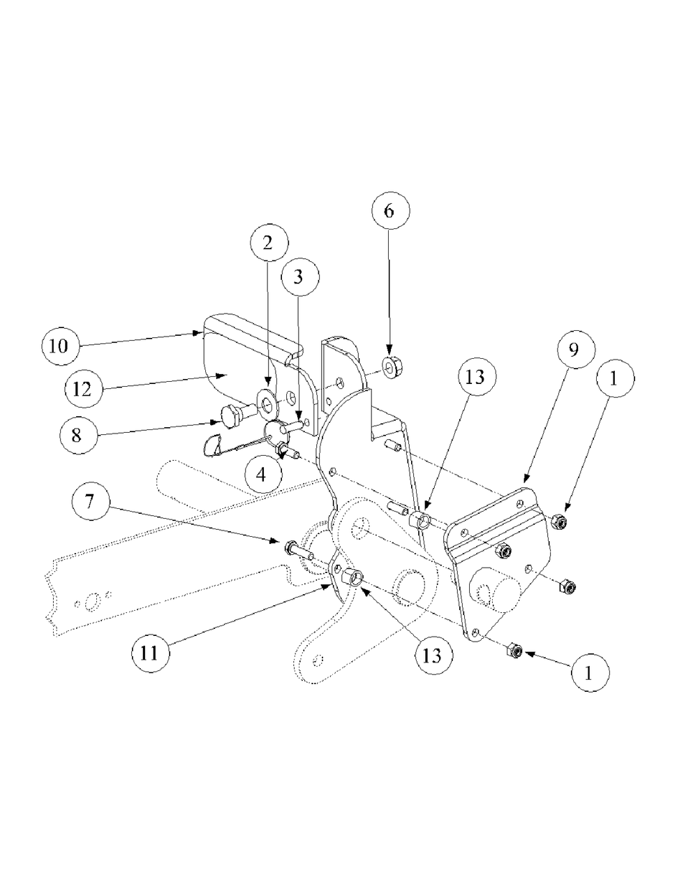 Foot Pedal Deck Lift Assembly Diagram and Parts List for M60-KW (53AB5D8X150-25-HP)(2003) Cub Cadet Lawn Tractor
